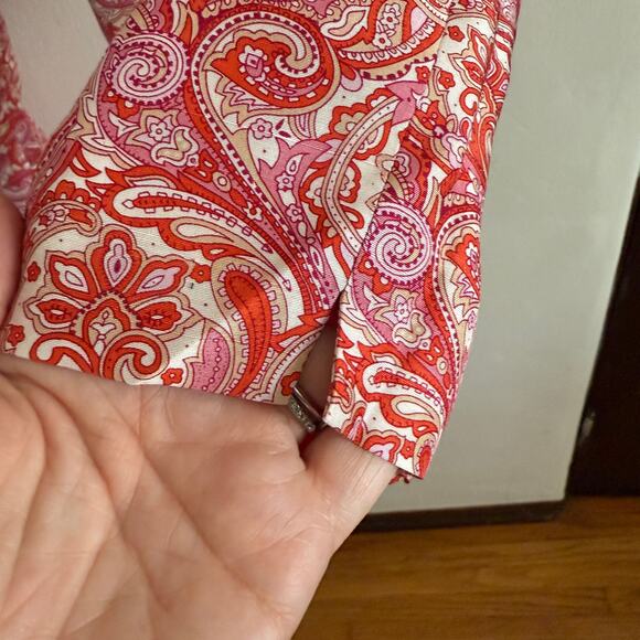 90s Vintage EVAN PICONE | Orange Pink Silk Paisley Tailored Trousers | BNWT 16 - Picture 4 of 6